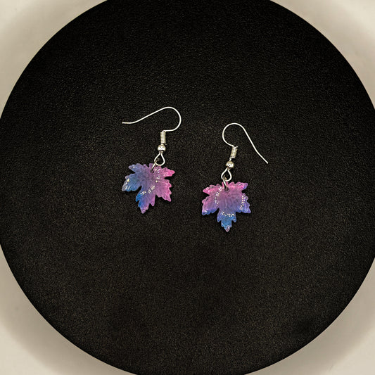 Glass Maple Leaf Drop Earrings
