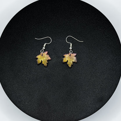 Glass Maple Leaf Drop Earrings