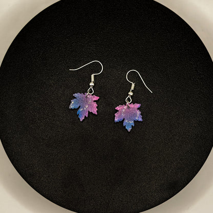 Glass Maple Leaf Drop Earrings