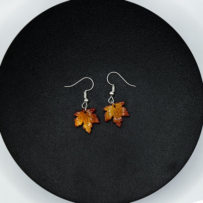 Glass Maple Leaf Drop Earrings