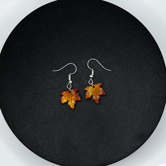 Glass Maple Leaf Drop Earrings
